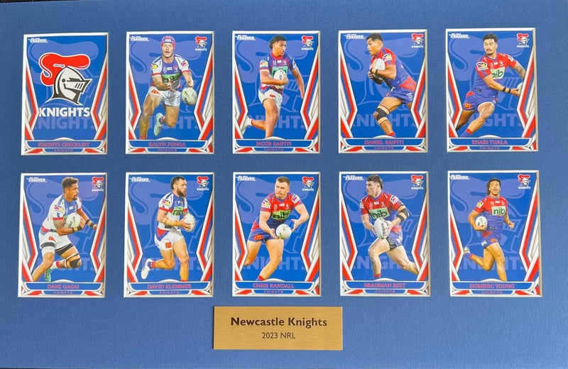 Newcastle Knights Ulitmate Fan Gift - TLA Matted Card set with Bobblehead