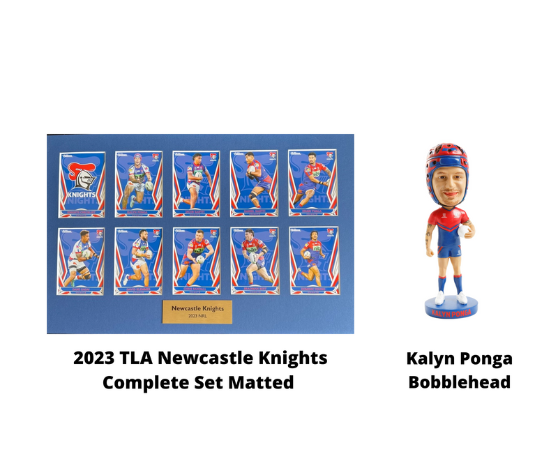 Newcastle Knights Ulitmate Fan Gift - TLA Matted Card set with Bobblehead