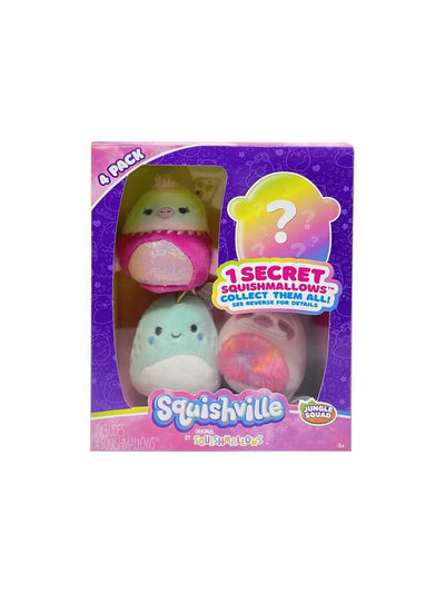 SQUISHMALLOWS SQUISHVILLE | MINI Plush 4 Pack.(1 Secret)