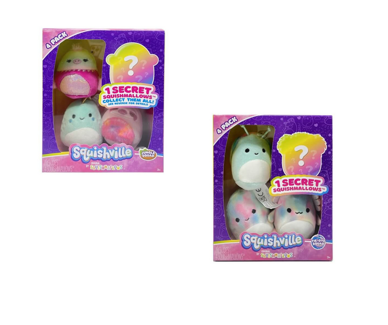 SQUISHMALLOWS SQUISHVILLE | MINI Plush 4 Pack.(1 Secret)
